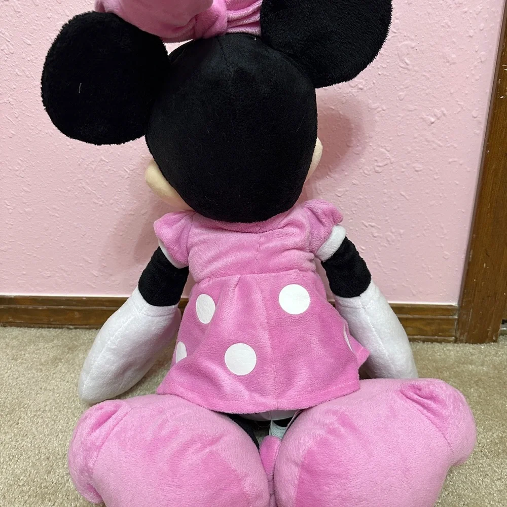 Large 24” Disney Minnie Mouse Plush Stuffed Toy Pink Polka Dot